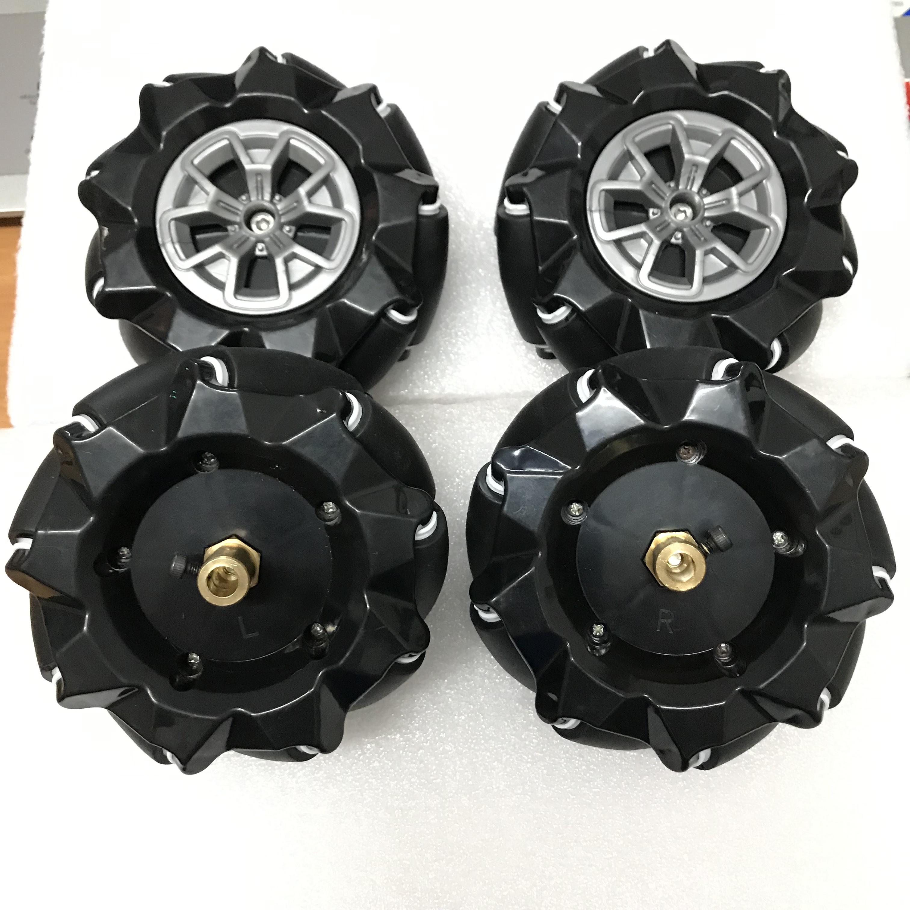ล้อแมคคานัม Mecanum Wheel ขนาดล้อ 96 มม. wheel hub 6 มม. พร้อม Coupling 4 ตัว