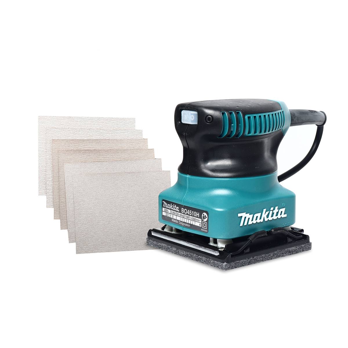 MAKITA MAKITA เครื่องขัดกระดาษทรายสั่น ขนาด 114 X 140 มม. (4-1/2 X 5-1/2 นิ้ว) กำลังไฟ 170 วัตต์ รุ่น BO4510H ความเร็วการขัด 12,000 ครั้ง/นาที (มากีต้า)