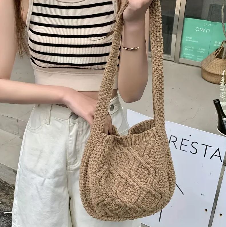 กระเป๋าถักสะพายข้าง ไปเรียน ไปทะเล แฟชั่นเกาหลี 💞