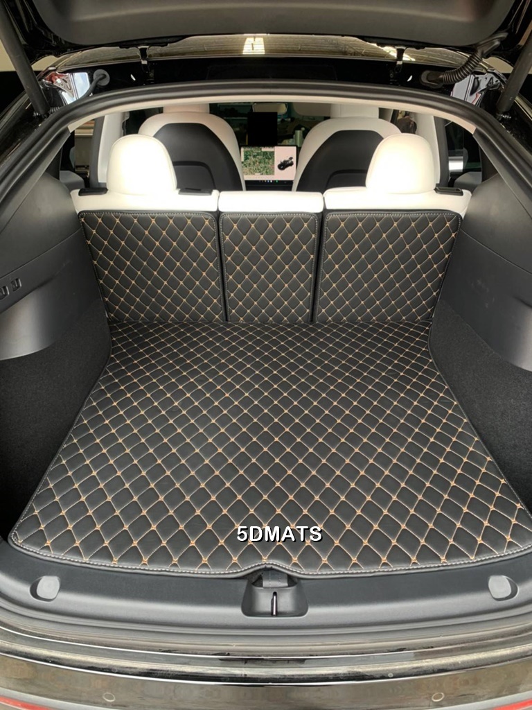 พรมปูพื้นรถยนต์ 7D TESLA MODEL Y (2021-28) พรม7D QJ VIP เสริมใยดักฝุ่น หนาพิเศษ เต็มคัน