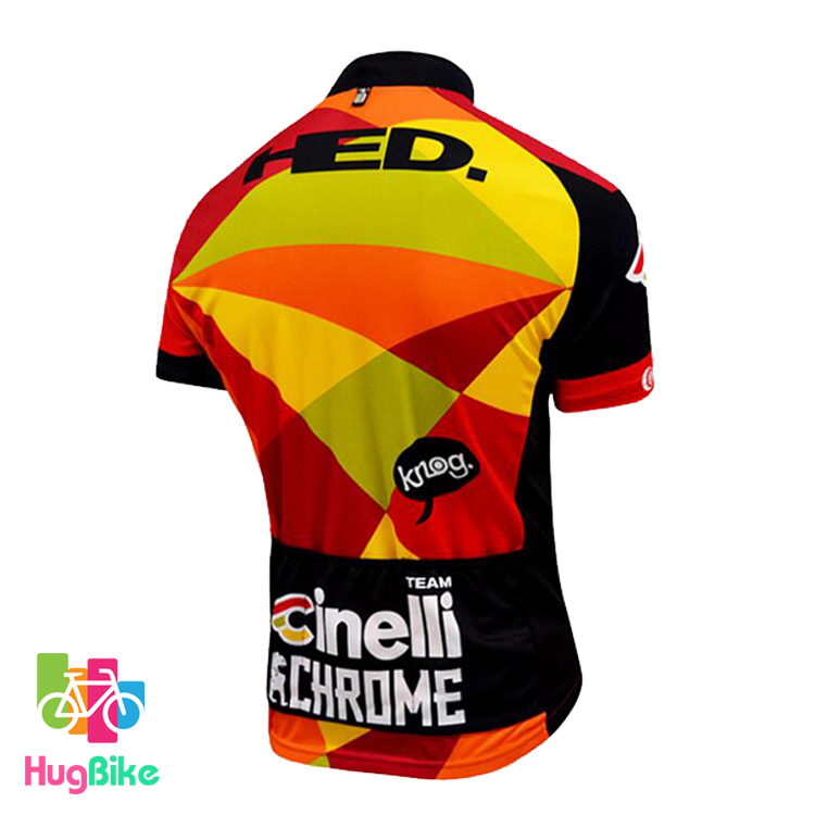 เสื้อจักรยานแขนสั้นทีม Cinelli 17 (01) สีส้มดำ