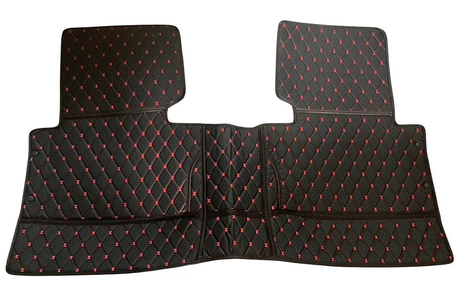 พรมปูพื้นรถยนต์6D NISSAN NAVARA CAB (2007-13) พรม6D นิสสัน นาวาร่า แคป สีดำด้ายแดง เข้ารูป เต็มคัน 3ชิ้น