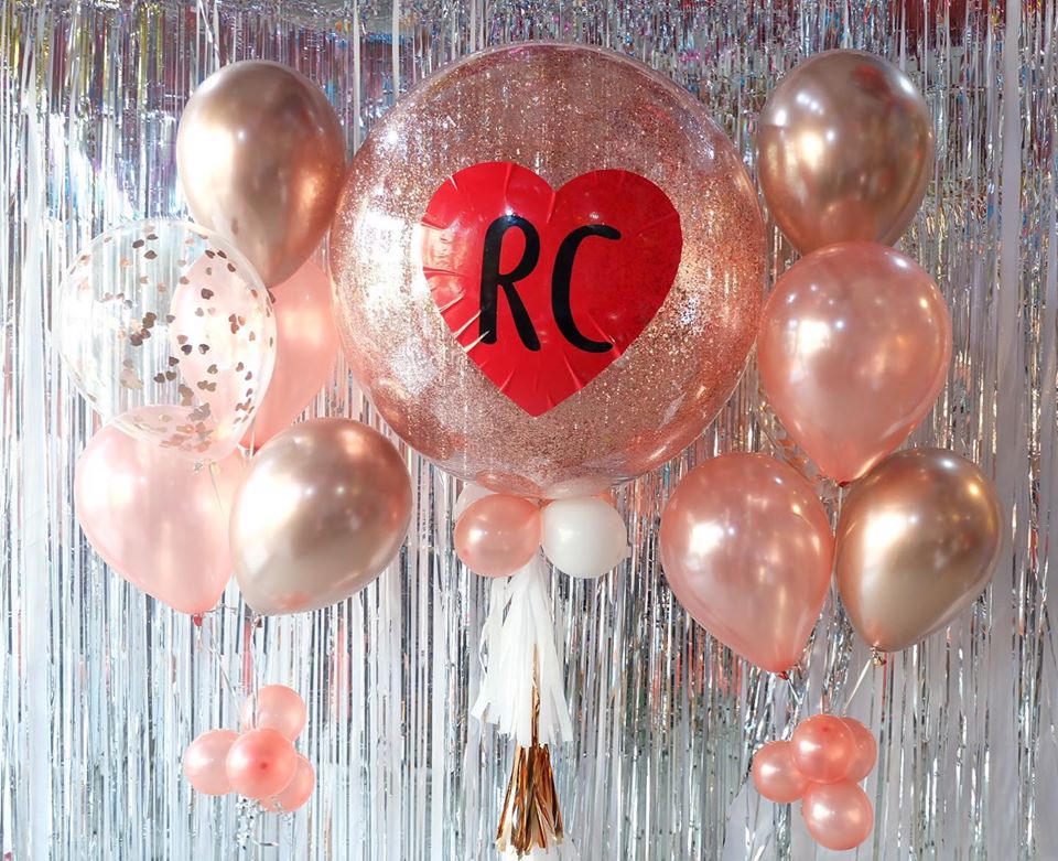biggest + 2 bunch Rose gold & Gold / ลูกใหญ่ 36 นิ้ว 1 ลูก+ช่อ5ลูก(2ช่อ)