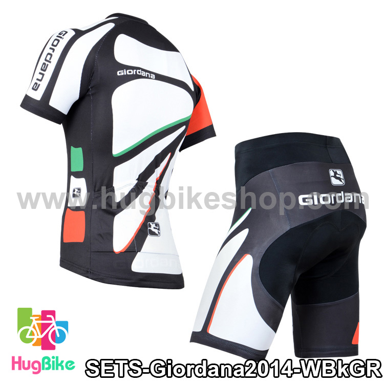 ชุดจักรยานแขนสั้นทีม Giordana 14 สีขาวดำ