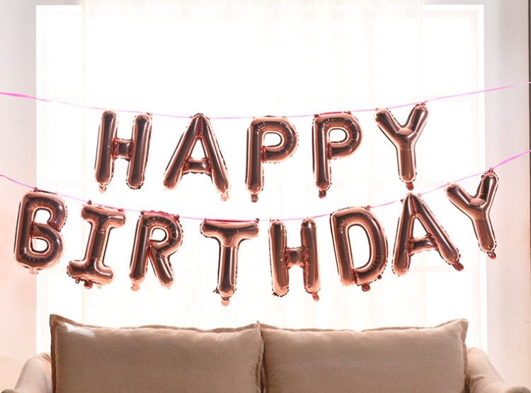 เซทฟอยวันเกิด ขนาด 14 นิ้ว สีโรสโกล / SET HBD ROSEGOLD 13 pcs