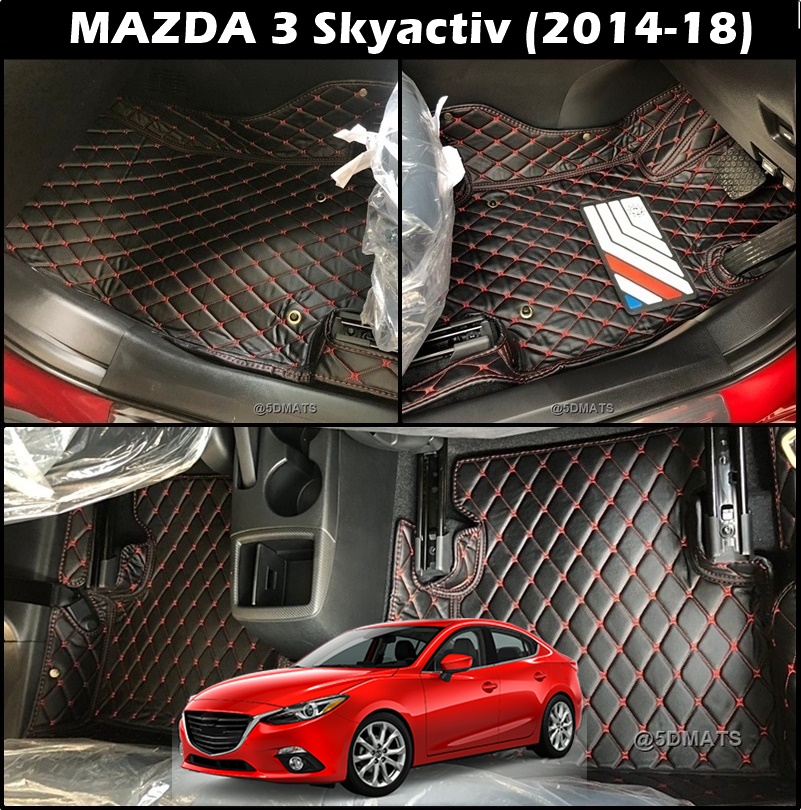 พรมปูพื้นรถยนต์ 6D MAZDA 3 Skyactiv (2014-18) พรม6D QX สวยงาม เข้ารูป เต็มคัน 3ชิ้น