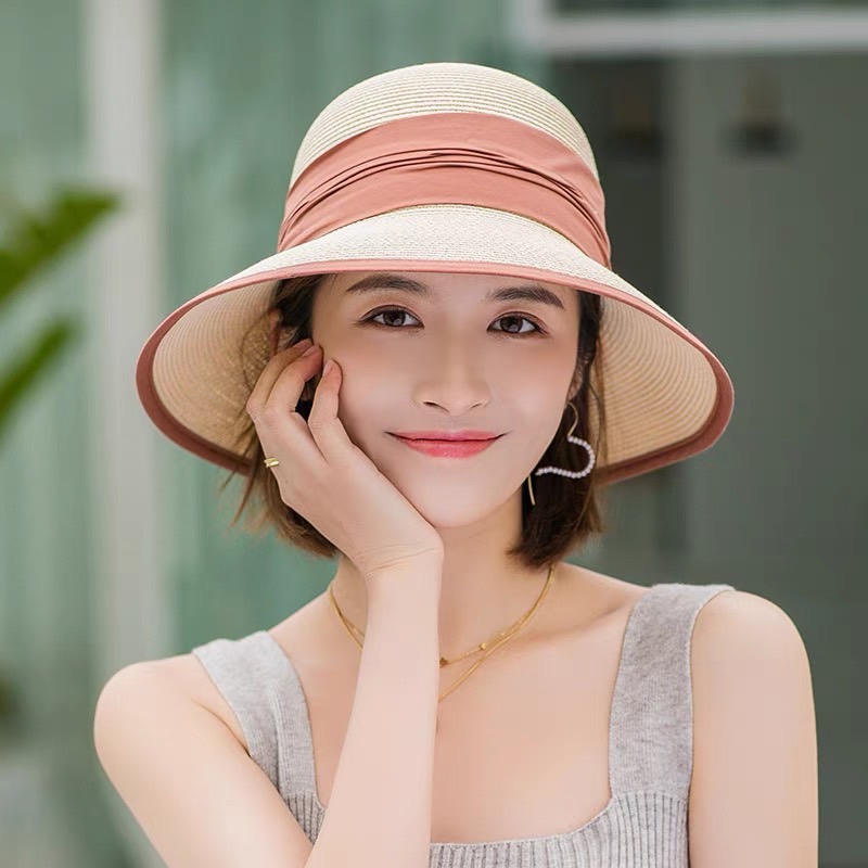 หมวกสาน หมวกเกาหลี หมวกปีกกว้าง หมวกไปทะเล 💌