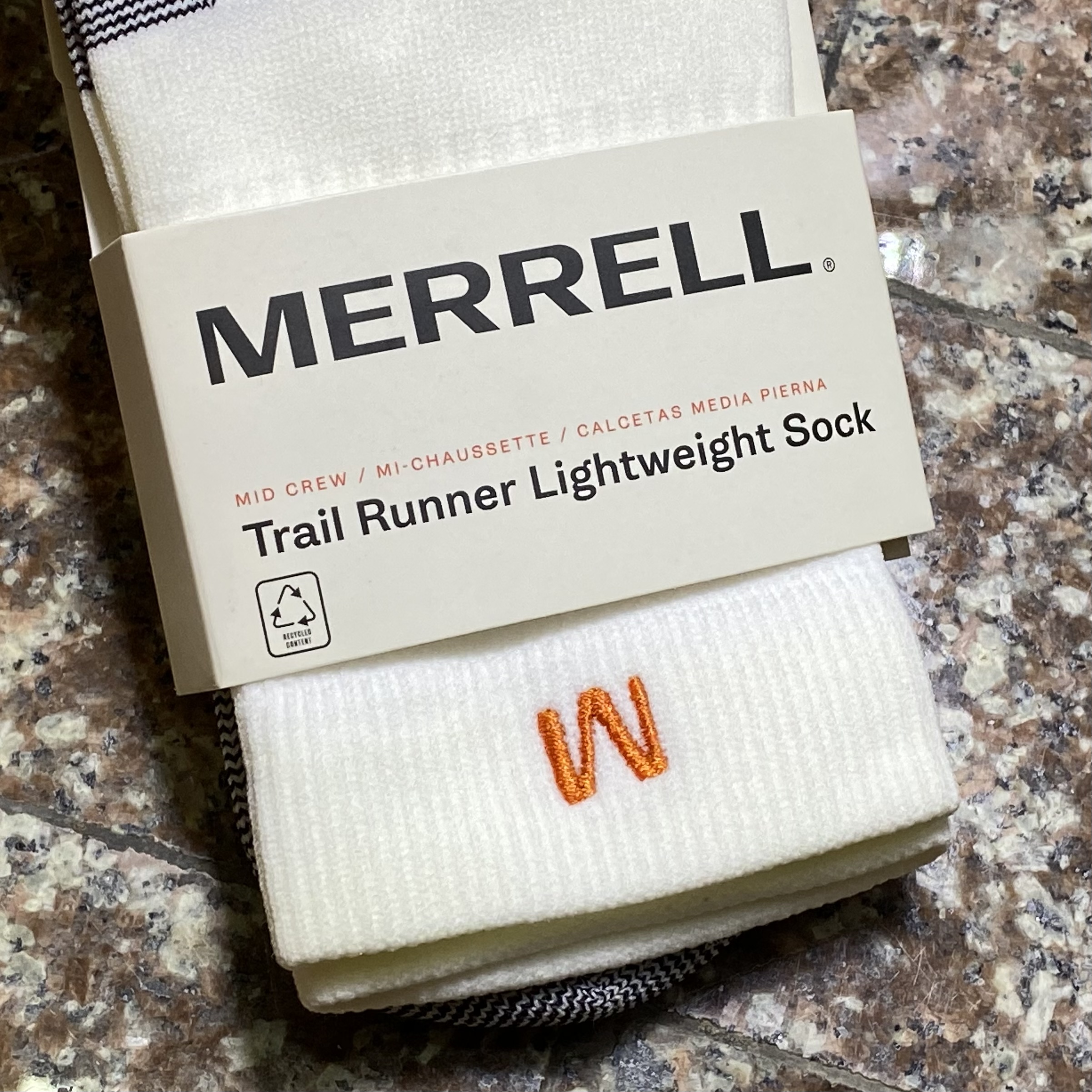 ถุงเท้าวิ่ง Merrell Trail Running Crew Socks ‘WHITE’ (M)