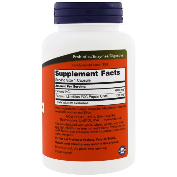 Now Foods, Betaine HCL, 648 mg, 120 Veggie Caps