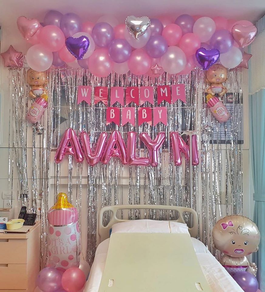 เซทลูกโป่งWELCOME BABY พร้อมจัดสถานที่ให้ โทนสีชมพูน่ารักๆ