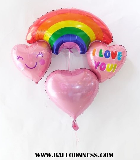 ฟอยล์สายรุ้ง+ฟอยล์หัวใจ(สามารถสกรีนข้อความได้) / Rainbow foil + Heart Foil (Can Screen Text)