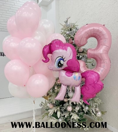 ช่อลูกโป่ง15ใบ 1ช่อ + ม้าโพนี่ + ตัวเลข / 15 balloon 1 bunch + Pony + Number