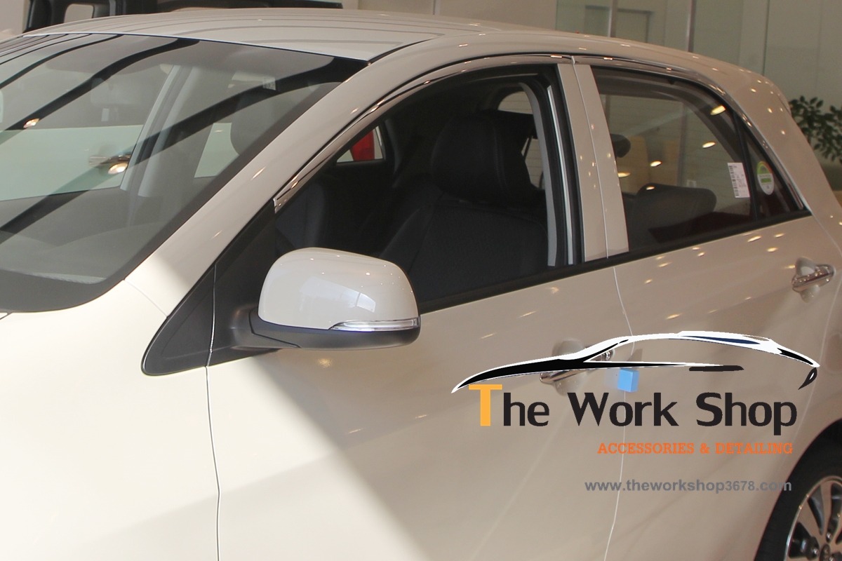 Luxury Door Visor / Ssangcarful for Picanto ( ชุดโครเมี่ยมแต่งขอบกระจกด้านบน )