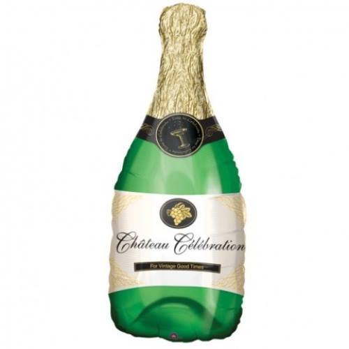 ลูกโป่งขวดแชมเปญ สีเขียว / Green Champagne Foil Balloon (84*34cm)