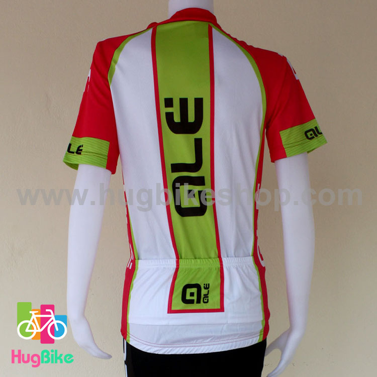 เสื้อจักรยานผู้หญิงแขนสั้น ALE 16 (12) สีชมพูขาวเขียวหลังขาว