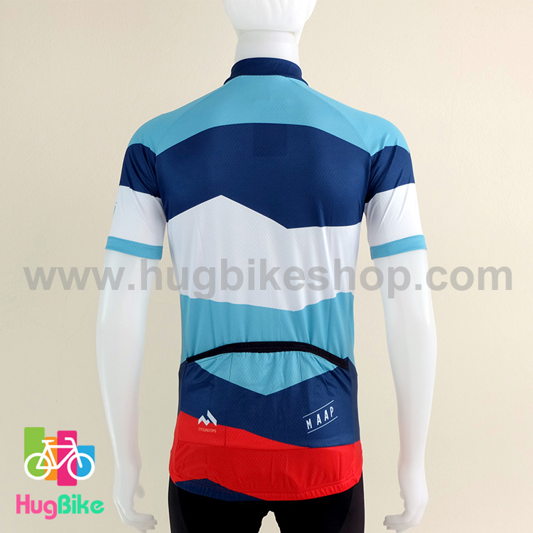 เสื้อจักรยานแขนสั้นทีม MAAP 16 (13) สีฟ้าน้ำเงินขาวแดง