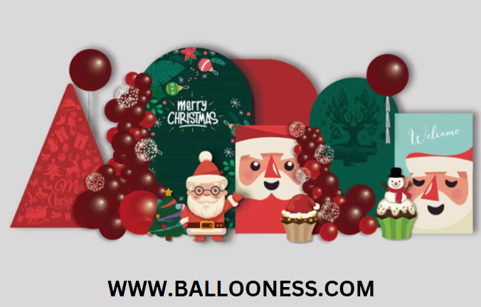 ฉากลูกโป่งคริสต์มาสน่ารักๆ Christmas Backdrop Balloon