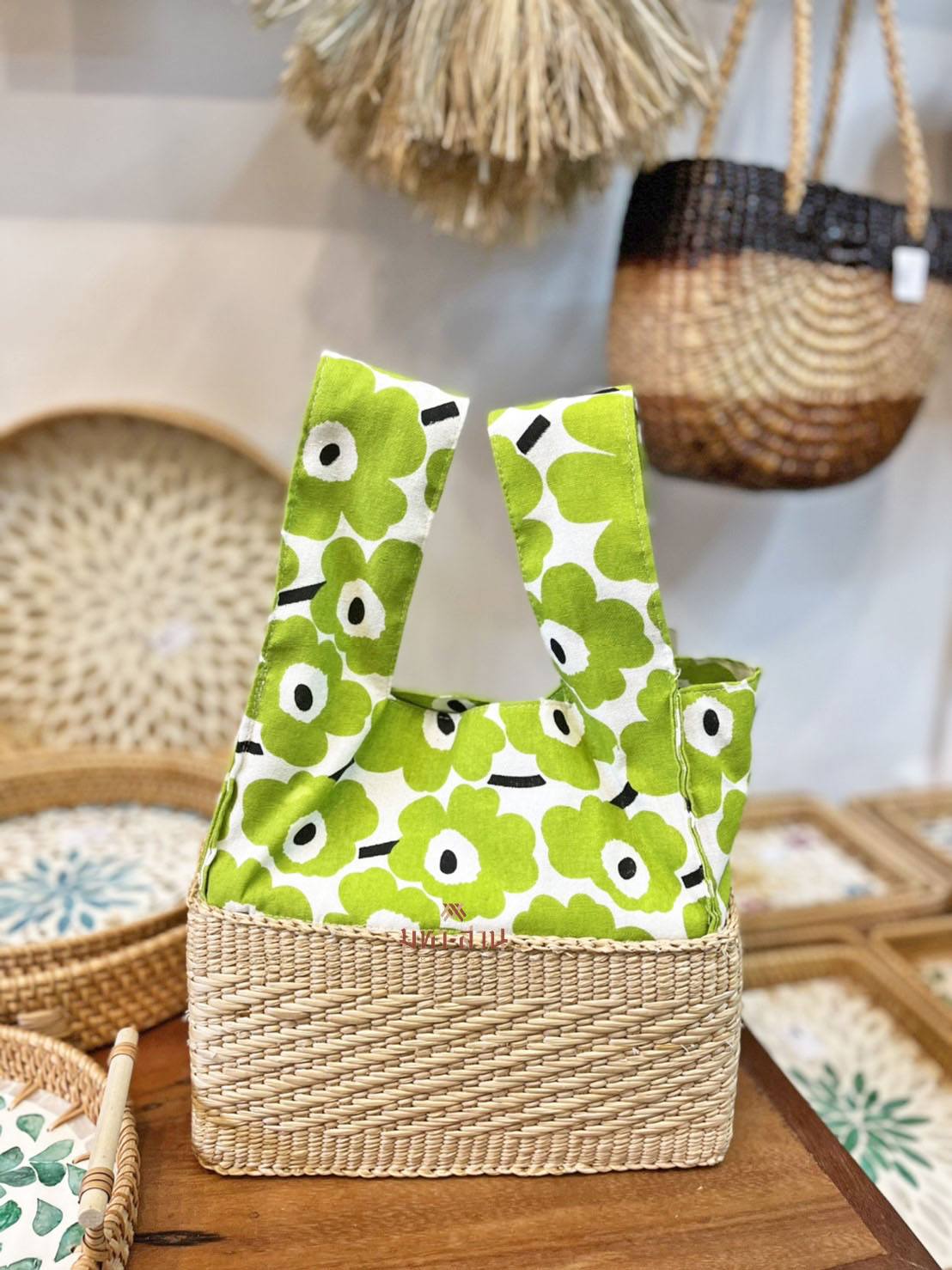 กระเป๋าสานหูผ้า มินิมอล กระเป๋าแฮนด์เมด กระเป๋าปิคนิค คละสีทักแชท❣