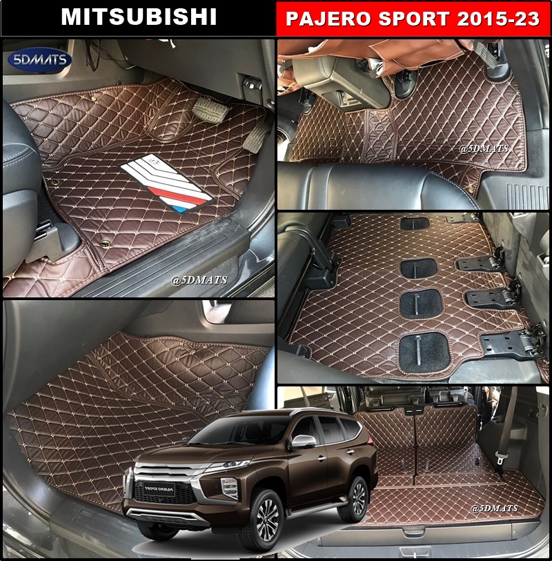 พรมปูพื้นรถยนต์6D PAJERO SPORT 2015-23 พรม6D QX สวยงาม เข้ารูป ปูเต็มคัน 9ชิ้น