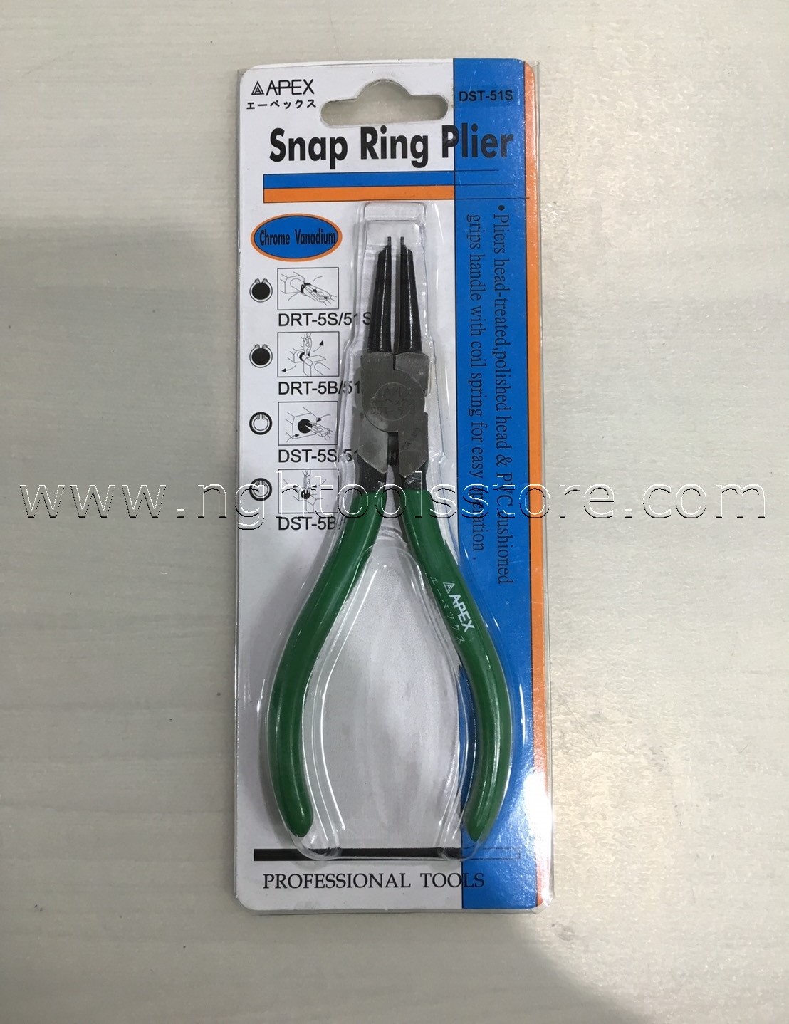 คีมหนีบแหวนปากตรง ขนาด 5" มินิ ยี่ห้อ APEX
