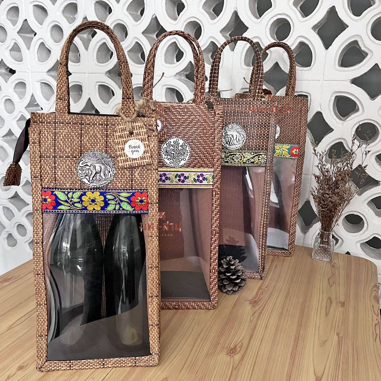 กระเป๋าใส่ขวด กระเป๋าใส่ขวดไวน์ ที่ใส่ขวดไวน์ พร้อมหูหิ้ว 🍷 Jute Water Bottle Bag/Holder