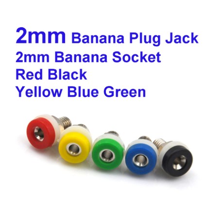 ชุดBanana Jack Socket สำหรับบอร์ด Kidbright 10 ชิ้น 5 สี แดง, เหลือง, เขียว, ดำ, น้ำเงิน 2 มม.