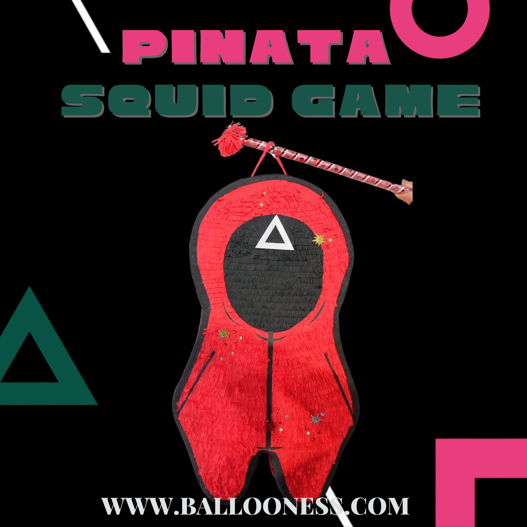 พินาต้า Squid game / Pinata Squid Game พร้อมไม้ตี (ไม่มีขนม)