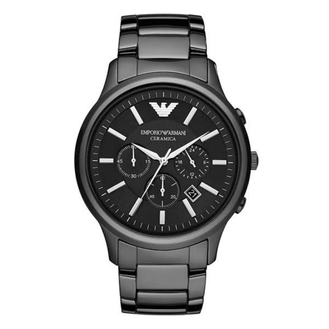 นาฬิกา Emporio Armani Chronograph Black Dial Black Ceramic Men's Watch AR1474 Size 47 mm
