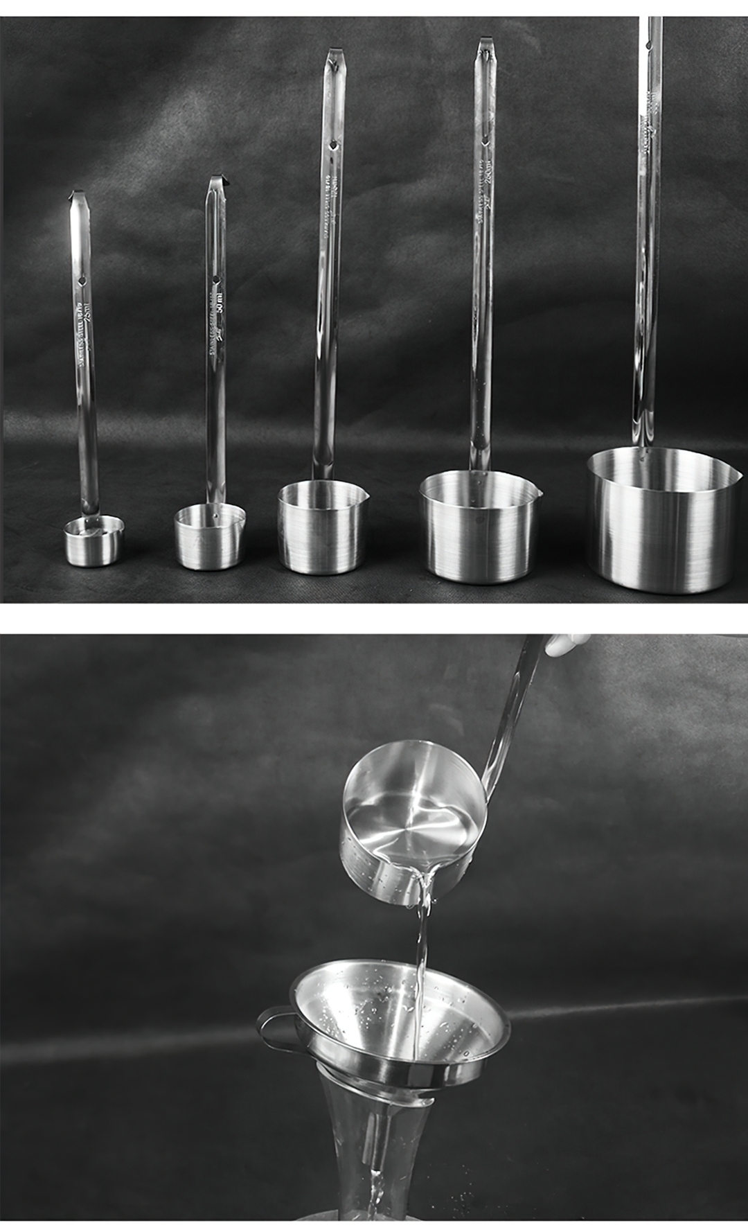 กระบวยตักน้ำ + กรวยกรองน้ำ พร้อมตะแกรงกรอง สแตนเลส 304