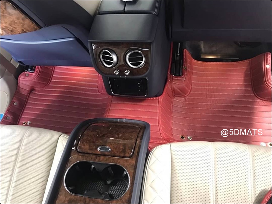 พรมปูพื้นรถยนต์ 5D BENTLEY Bentayga พรมหนัง5D ลายตรง หนาพิเศษ สีไวน์แดง เข้ารูป เต็มคัน