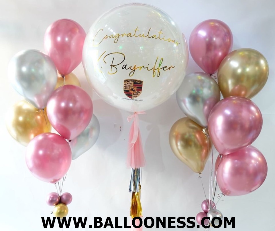 เซทลูกโป่งแสดงความยินดี ขนาด36นิ้ว +ช่อ7ลูก2ช่อ / Set Congrats Balloon size 36" + 2bunch