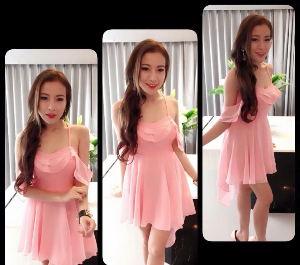 เดรสผ้าสกินนี่ อกเสริมฟองน้ำ