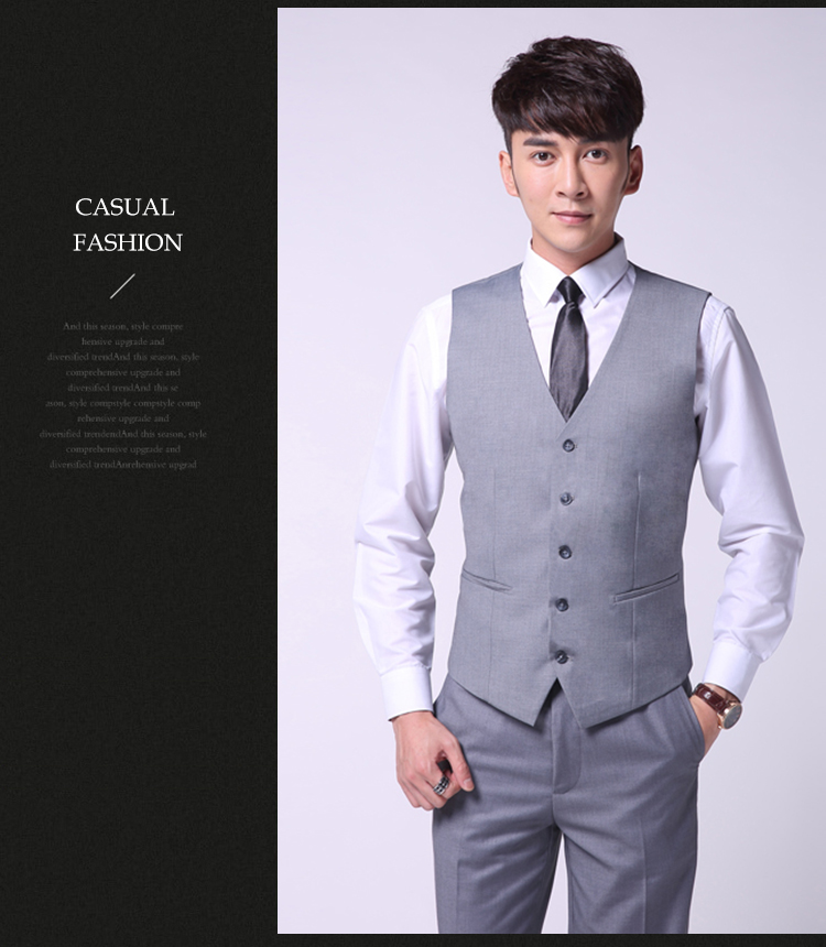 เกาหลีชายผู้ชายชุดสูทเสื้อกั๊กสูทเสื้อกั๊ก (สีดำ)