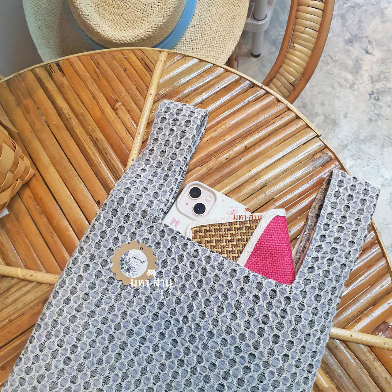 กระเป๋าผ้า ถุงผ้า แฟชั่น หูหิ้ว กระเป๋าคล้องแขน คละสี 🍨