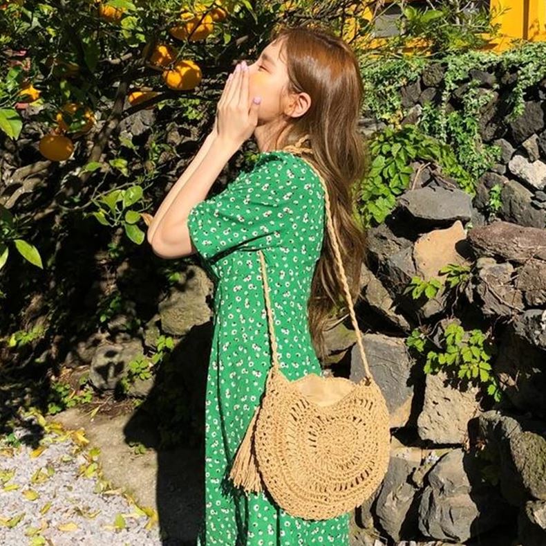 กระเป๋าสะพายไหล่ ทรงกลมเดินชายหาด แฟชั่นฤดูร้อน ✿