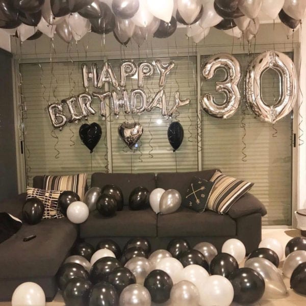 เซทลูกโป่งวันเกิดโทนสีดำ เงิน ลูกโป่งฟอยล์ตัวเลขขนาด40นิ้ว2ตัว + ตัวอักษรฟอยล์ขนาด14นิ้ว + ฟอยล์หัวใจขนาด18นิ้ว3ใบ + ลูกโป่งปล่อยลอย30ใบ + ลูกโป่งวางพื้น20ใบ