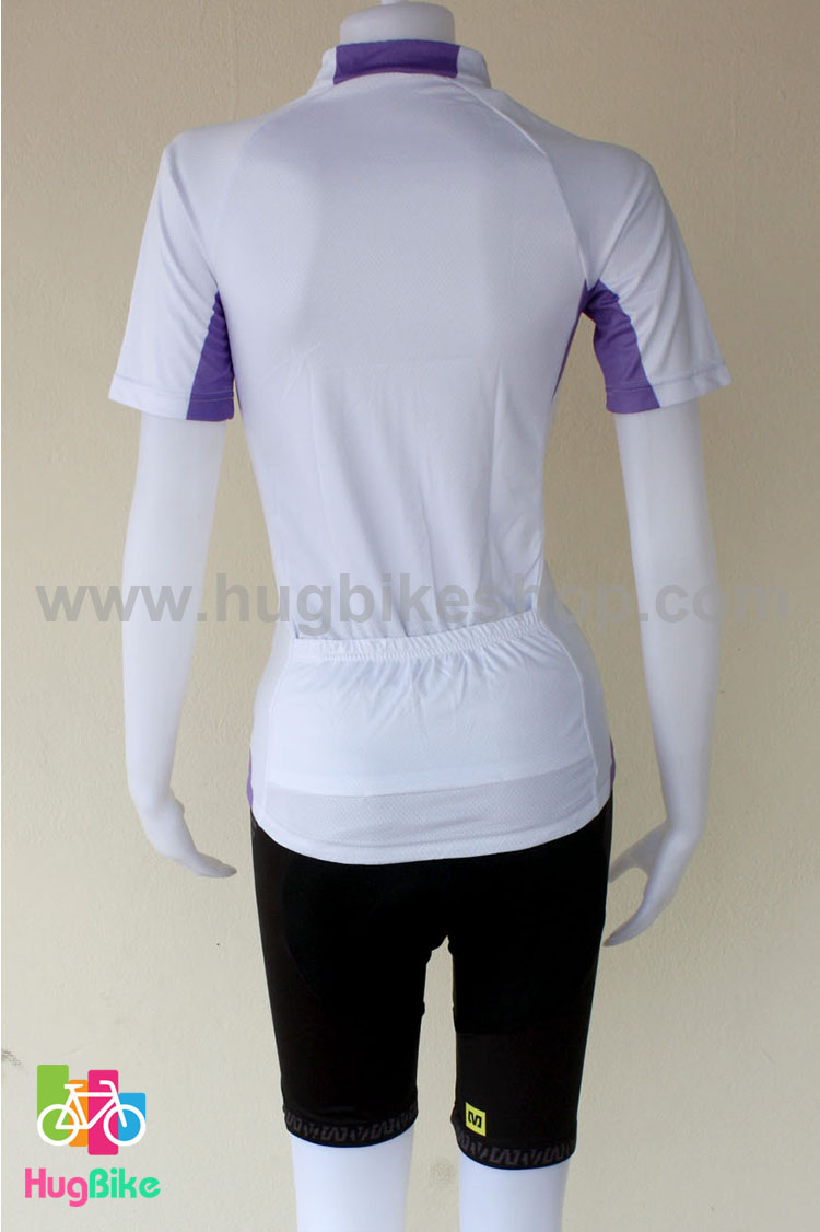 ชุดจักรยานผู้หญิงแขนสั้นขาสั้น Mavic 16 (01) สีขาวม่วง