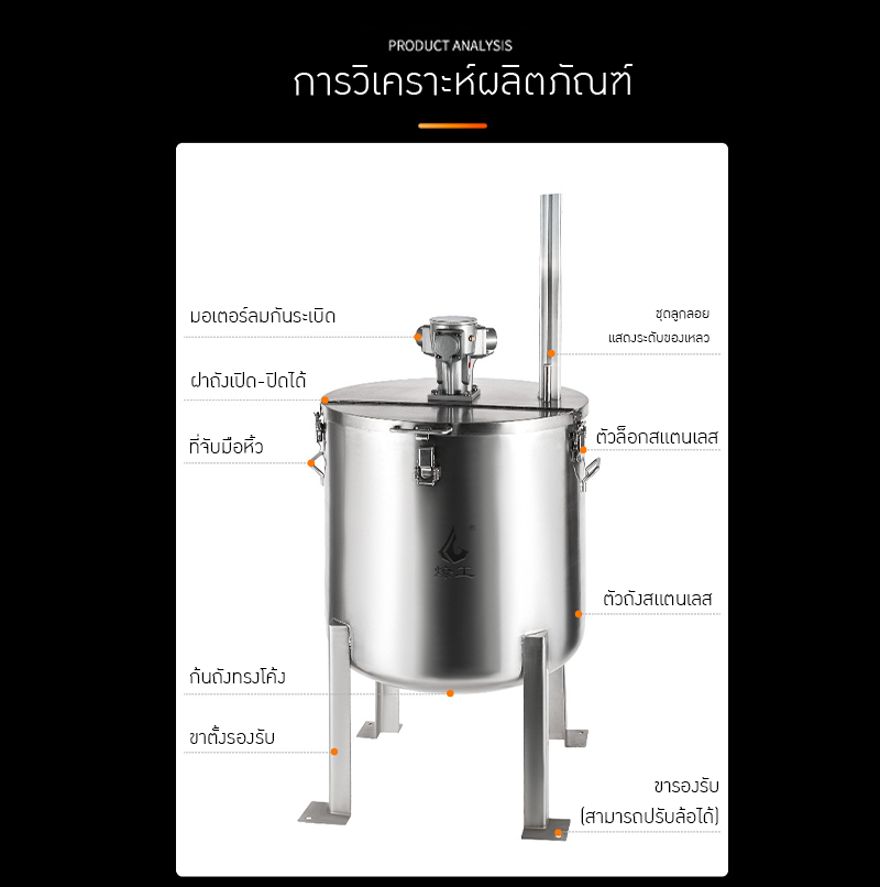 ถังสแตนเลสคุณภาพสูงเพื่อการผสมและจัดเก็บวัสดุ TTGB