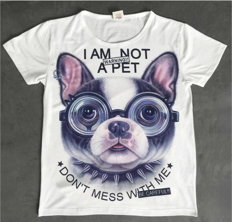 เสื้อยืดแขนสั้น 3D หน้าสัตว์โลกน่ารัก