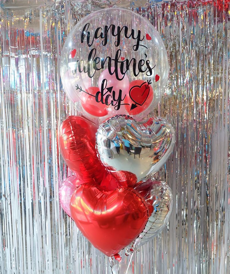 Happy Valentine's day 24-inch & Heart foil 6 pcs / ลูกโป่ง 24 นิ้ว พร้อมฟอยล์หัวใจ 6ใบ