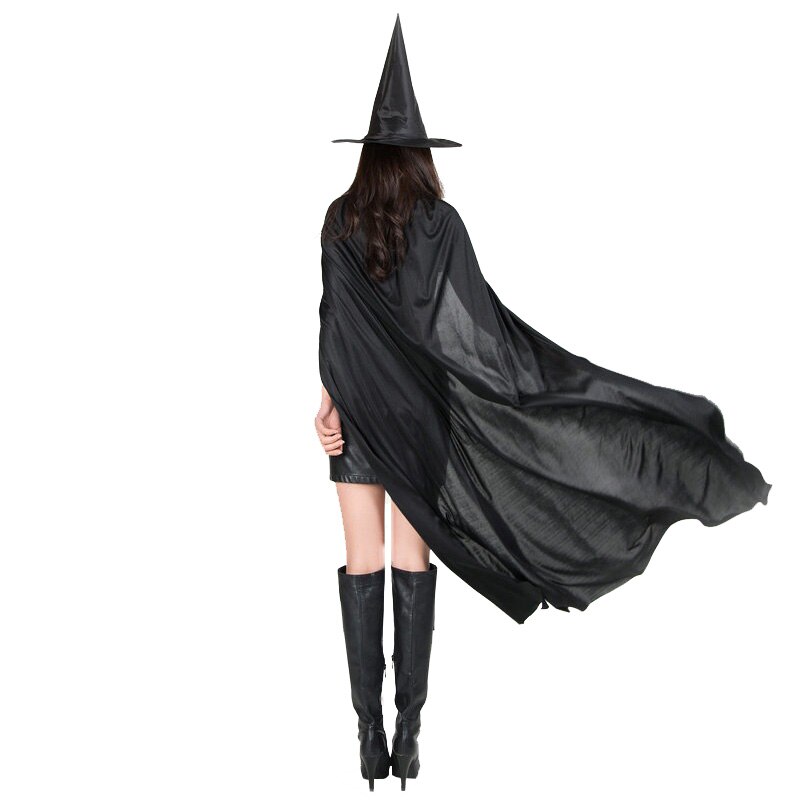 ชุดแฟนซีผู้ใหญ่ ผ้าคลุมยาวสีดำพร้อมหมวกพ่อมดแม่มด