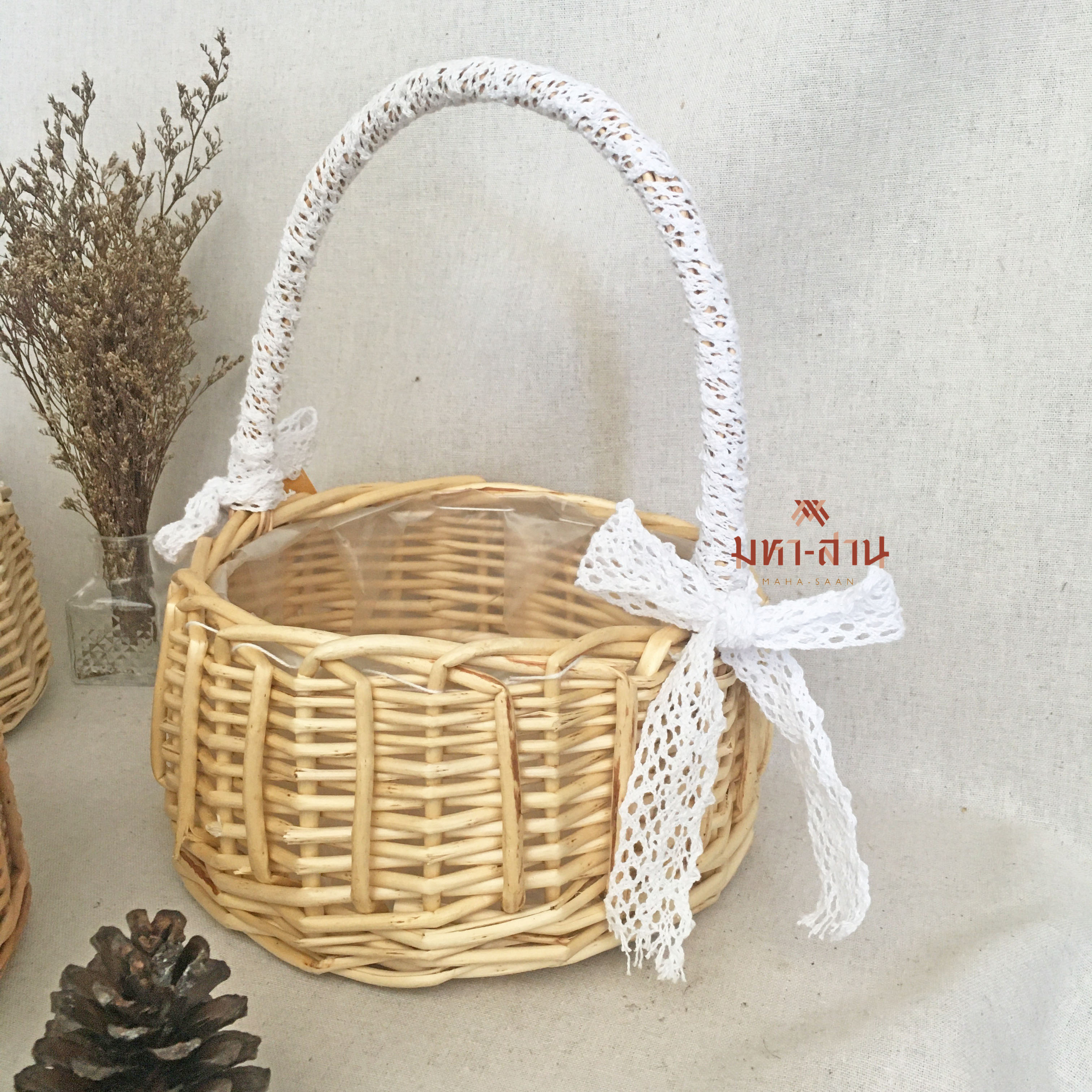 ตะกร้าหวาย หูผ้า พร๊อพถ่ายรูป 🧺