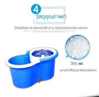 KUMALL ไม้ถูพื้น Spin Mop ชุดถังปั่นม๊อบสแตนเลส 2 ผืนรุ่น พร้อมไม้ถูพื้นและผ้าม๊อบ (สีฟ้า) ไม้ม๊อบถูพื้น ถังปั่นไม้ม๊อบ ไม้ม๊อบ ไม้ม๊อบดันฝุ่น ไม้ม็อบถูพื้น