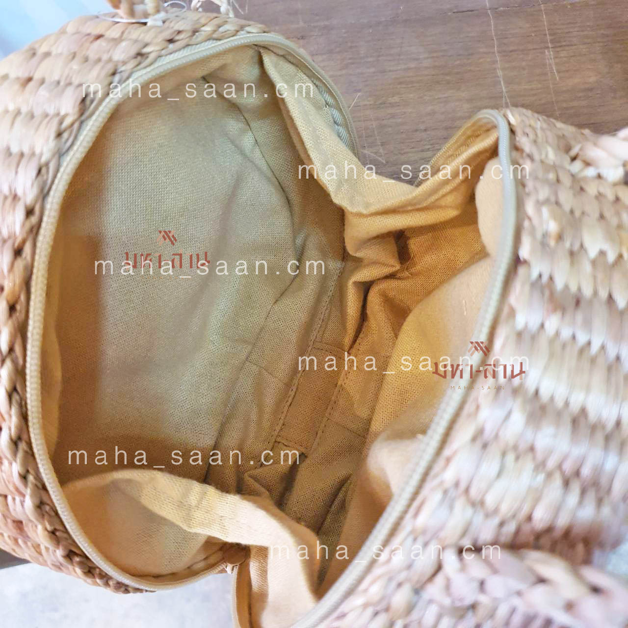 กระเป๋าผักตบชวา ทรงกลม คล้องแขน ไปคาเฟ่ พร็อพถ่ายรูป 🤎