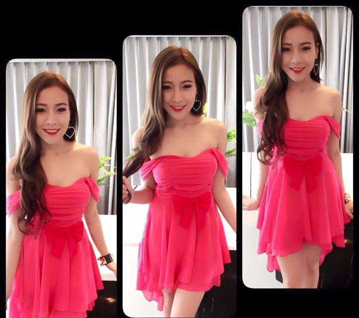 เดรสผ้าสกินนี่ อกเสริมฟองน้ำ