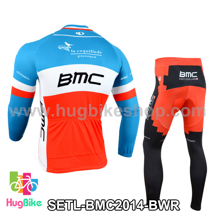 ชุดจักรยานแขนยาวทีม BMC 14 สีฟ้าขาวแดง