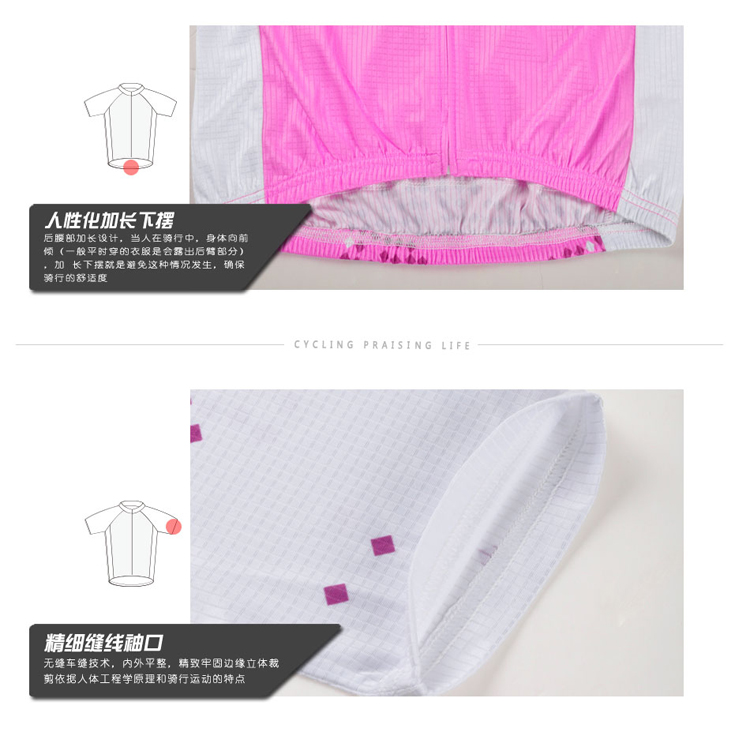 ชุดจักรยานผู้หญิงแขนสั้นขาสั้น CheJi 14 (01) สีฟ้าขาว