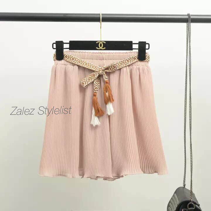 กระโปรงกางเกง ผ้าเกาหลีอัดพลีทจีบเล็ก