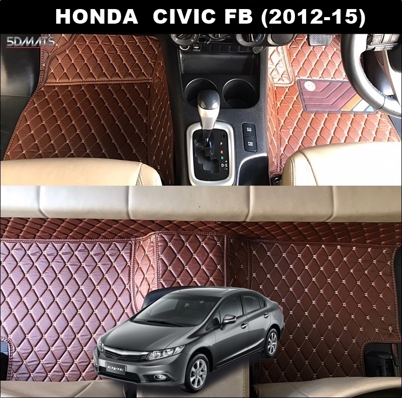 พรมปูพื้นรถยนต์ 6D HONDA CIVIC FB (2012-15) พรม6D QX สวยงาม เข้ารูป ตรงรุ่นรถ 3ชิ้น