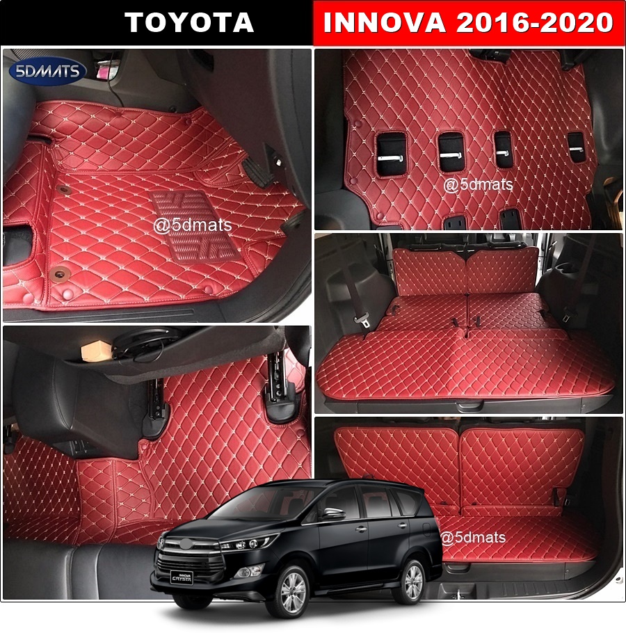 พรมปูพื้นรถยนต์6D INNOVA CRYSTA (ปี2016-20) พรม6D หนังpvcแท้ หนานุ่ม เกรดA เต็มคัน (7ชิ้น) st